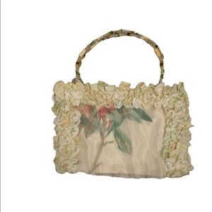 Handemade Floral Beaded Strap Flower Trim Purse Bag